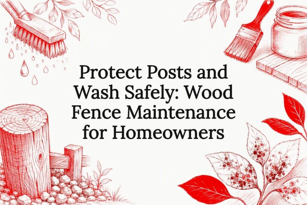 Protect Posts and Wash Safely: Wood Fence Maintenance for Homeowners Decorative wood fence maintenance title card