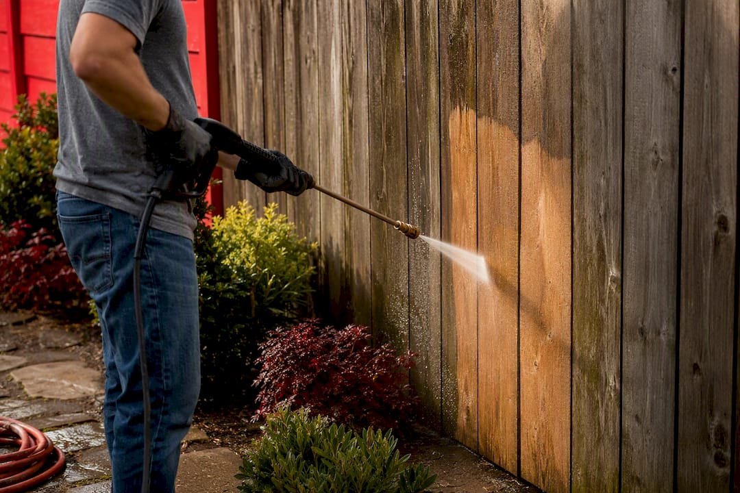 Protect Posts and Wash Safely: Wood Fence Maintenance for Homeowners Careful pressure washing of wood fence boards
