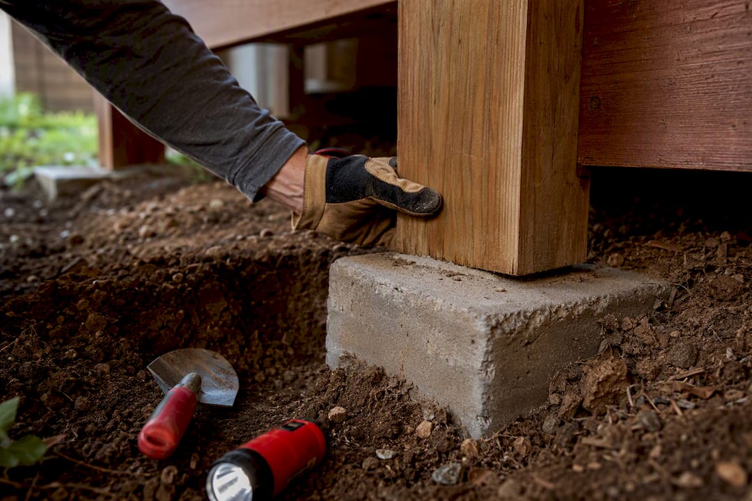 Hand checking deck post footing stability