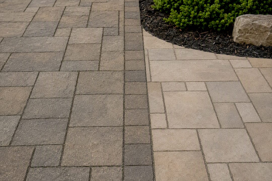 Aligned paver joints at patio extension