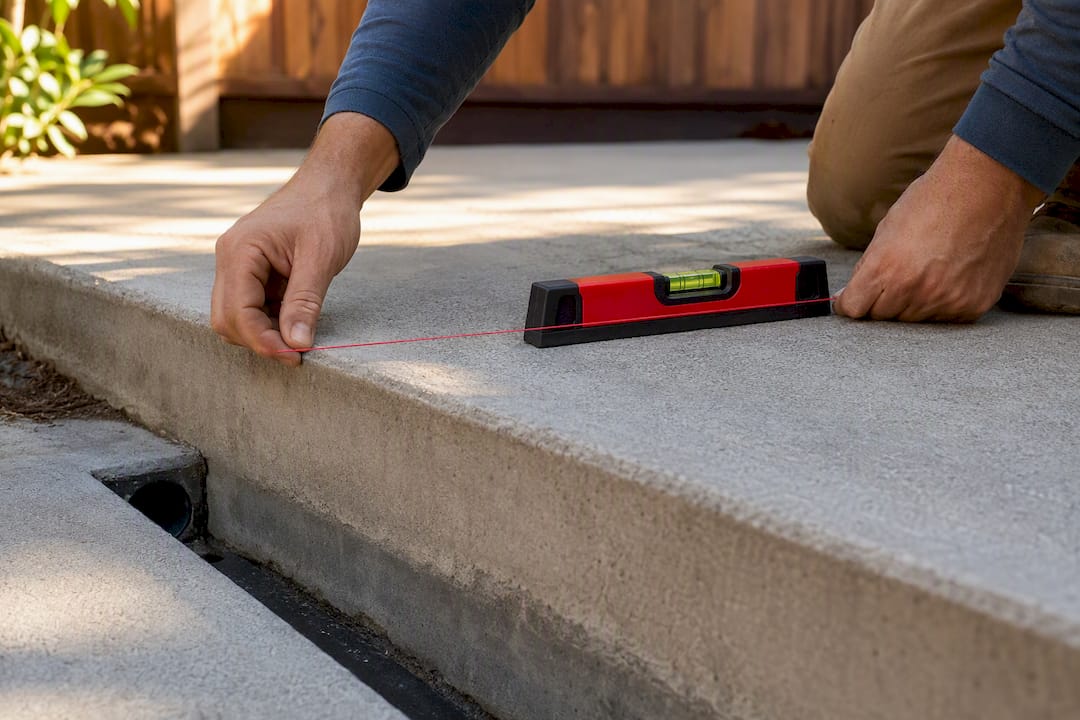 String line checking existing patio slope