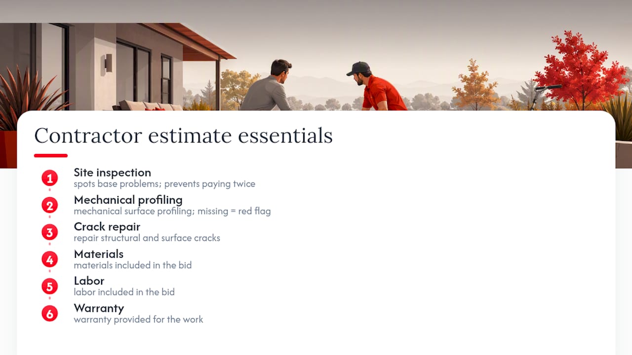 Contractor estimate inspection and resurfacing checklist