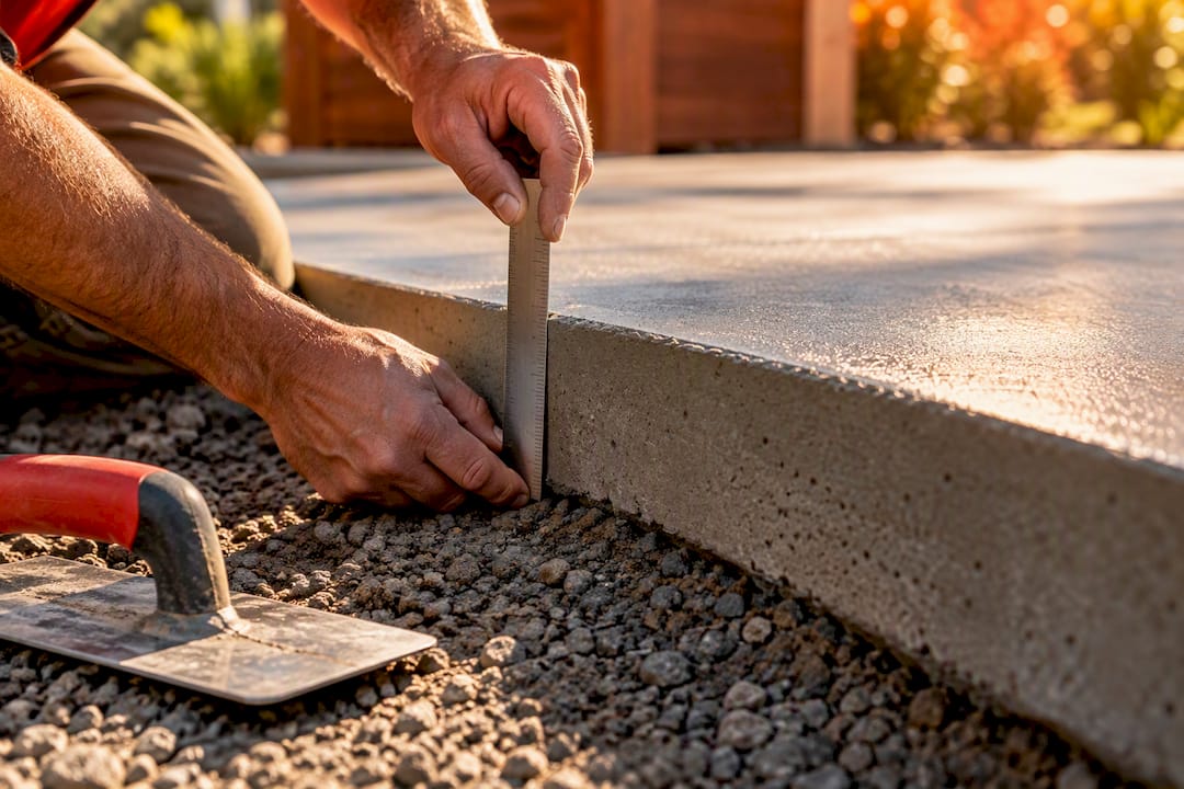 Measuring concrete patio slab thickness