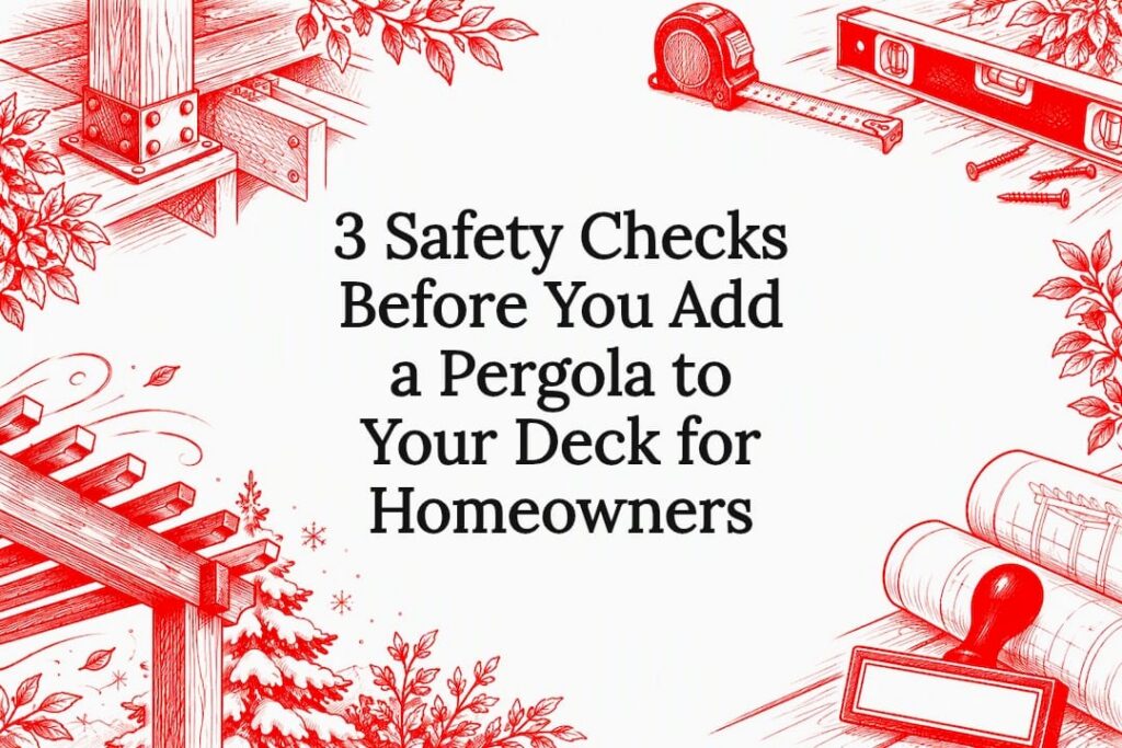 Decorative pergola deck safety title card