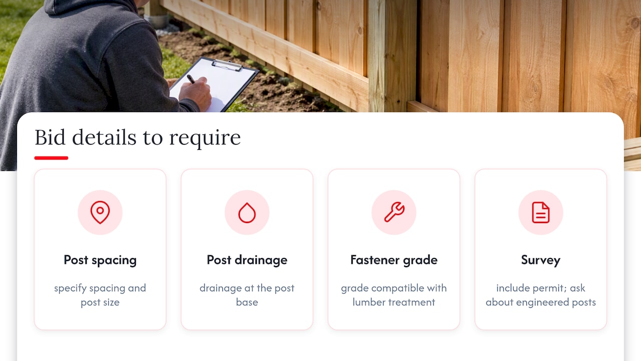 Key specifications to check in a fence bid