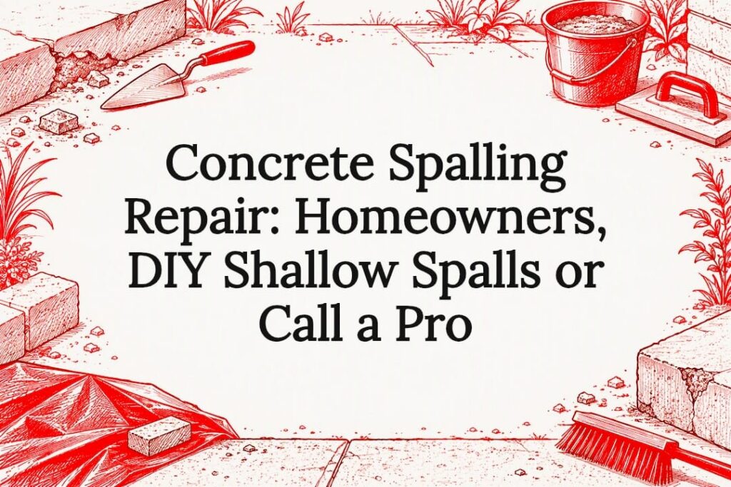 Concrete repair tools frame the title